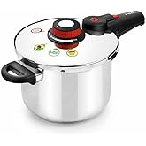MONIX Selecta Rapid Pressure Cooker 4 Litres with Food Selection System and Automatic Closing, 18/10 Stainless Steel, Silver