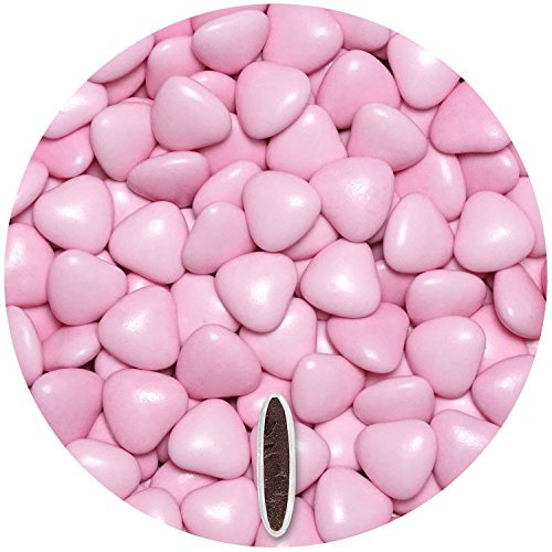 Schokoherzen 500g ca. 277 St. rosa glanz med. EinsSein® Gastgeschenke Hochzeit schokolade schokolinsen dragees dunkle Taufe herz candy bar bonboniere Hochzeitsmandeln Taufmandeln herzdragees