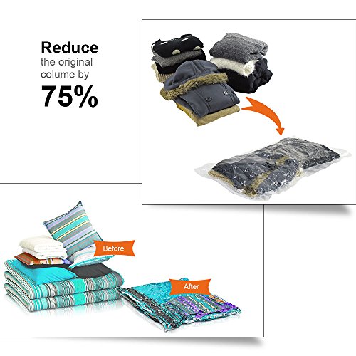 Vakuum-Beutel, Aodoor 6 Stück Vakuumbeutel Aufbewahrungsbeutel Vacuum Vakuum Beutel für Bett und Kleidung, 3 verschiedene Beutelgrößen mit pumpe - 5