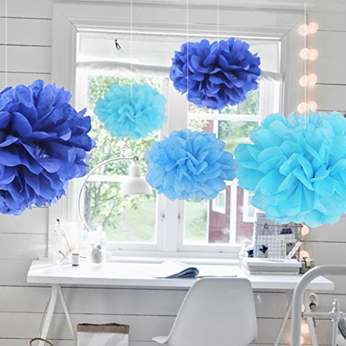 SUNBEAUTY 10er Set 20cm farbige Seidenpapier Blumen PomPoms Ball Party Geburtstag Feier Dekoration - 7