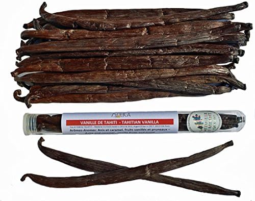3 Tahitian vanilla pods (vanilla tahitensis) Length: 18 to 19cm 6 to 9g Silver medal in 2017 CGA Paris. 25 to 30 grams of vanilla per tube.