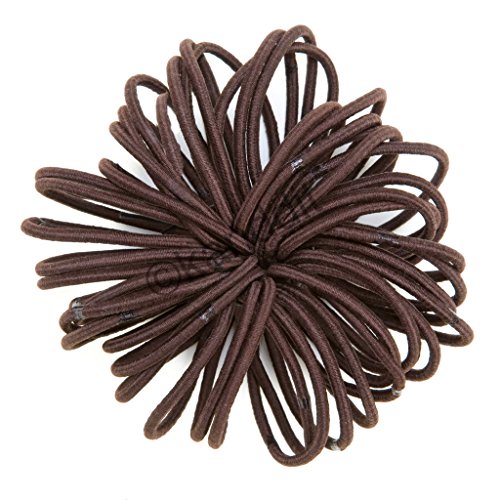 50 Quality Thick Endless Snag Free Hair Band Elastics Bobbles Bands Ponios (Dark Brown)