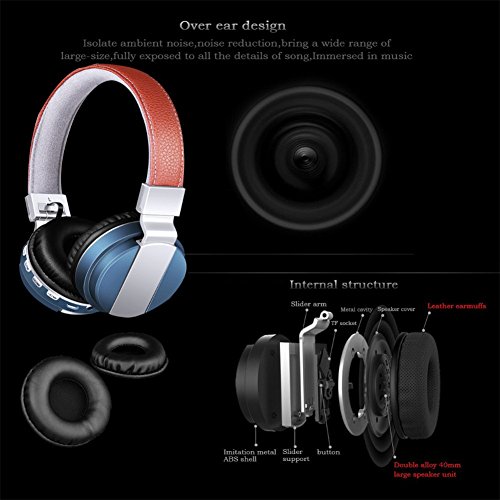 Auriculares Diadema con Micr  fono y Bluetooth 4 0 Auricular Inal  mbricos con Sonido Estereo 4 LED Indicatores FM Radio TF card para iPhone PC Mac TV Juegos