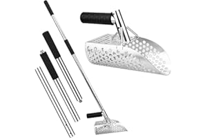 AIRLESS SJG Scoop de Sable de Pelle en Acier Inoxydable,Pelle pour la Détection de Métaux, la Chasse aux Trésors sur la Plage - Conception Ergonomique et de Haute Qualité avec Une Tige en Acier Inoxydable