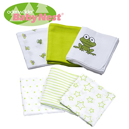 Preisvergleich Produktbild Odenwälder BabyNest Stoffwindeln / / Doppel-Mullwindeln / / Spucktuch / / 6er Pack Neutral / / Praktische Größe 80x80 cm / / Premium Qualität