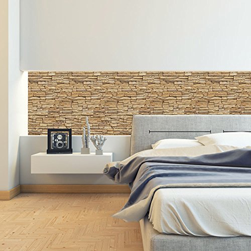 Vlies Tapete ! Top ! Deko Panel Fototapete ! Wand Bilder XXL ! Wandtapete Mustertapete ! 3 Motive zur Auswahl 10m Steine Steinwand Steinoptik Braun f-A-0020-j-b - 2