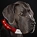 Produktbild JuzPetz Hunde Leucht-Halsband LED[Wiederaufladbar] Sicherheits Hundehalsband[Reflektierende, blinkende sichtbare Kragen][Wasserbeständigkeit|3 Modus|USB Ladekabel - Groß [39-60 cm] - Rot