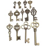 KUNSE 13Pcs, Die Antiken Vintage Alt Aussehen Skelettschlüssel Viele Anhänger Herz Bogen Gesetzt Sperren Steampunk Juwel