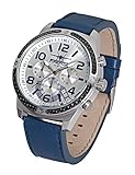 FIREFOX SKYDIVER FFS20-104 silber/blau/Carbon Edelstahl Lederarmband Dornschließe Herrenuhr Chronograph 10 ATM Prüfdruck