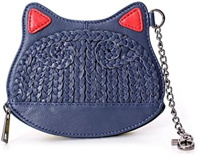 La Poet Women's Genuine Lambskin Leather Coin Pouch Wallet Purse Case with Gift Box (Navy)