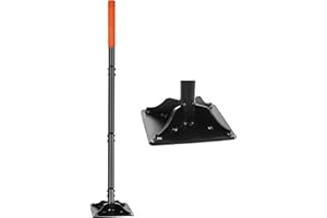 YEELOR 8 x 8 pollici in acciaio manico lungo 45 pollici con impugnatura in gomma, ideale per livellare giardino, ghiaia e posare piastrelle