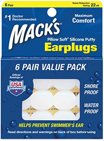 Mckeon Products Inc Macks Value Pack Pillow Soft Moldable Silicone Putty Earplugs 6 Pairs (1 PK (6 Pairs))
