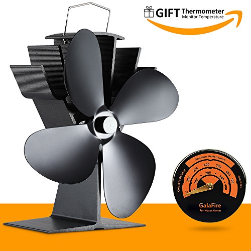 Free Gift Stove Thermometer + Whisper Quiet 17% Fuel Saving No Electricity Required Heat Powered Stove Fan …