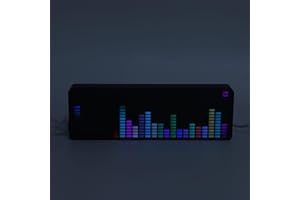JIAWU Audio Spectrum Analyzer, LED Music Voice Spectrum Display, Colorful RGB Light Rhythm Analyzer Clock Display, Sound Control Level Meter for Musicians, 20 Dynamic & 7 Color Effects