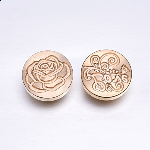 2 Piezas de Sellos de Sellado de Lacre Vintage Desmontable Set de Sellos de Patr  n de Love y Rosa con 1 Pieza de Mango de Madera