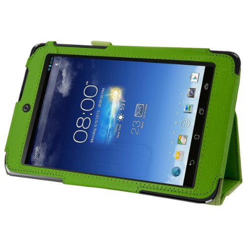 3in1 Set: kwmobile Hülle für Asus Memo Pad HD 7 ME173X – Tabletcover Slim Case Tablet Schutzhülle – Smart Cover Tabletcase Grün + Folie, kristallklar + Stylus, Schwarz - 2
