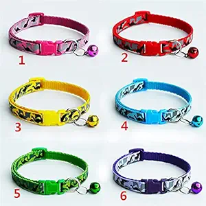 PSK PET MART Safety Pet Dog Collar Bone Cute Small Cat Puppy Bell Adjustable Buckle Neck Ring ( Pack of 2 ) Color May Vary