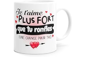 Luigi Collection Mug Humour Amour Tu Ronfles Tasse Message drôle Idée Cadeau Original pour Ami Couple Amoureux Collègue Mari Femme Homme Fiancé Copain Copine Anniversaire St Valentin Noël.