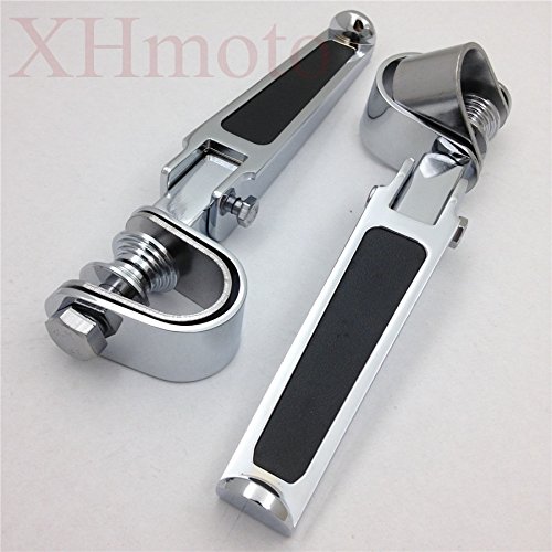 HTT- Fit 1"- 1.25" 1 1/4" Engine Guard Chrome U-Clamp Footpegs For HD Sportster Springer Street Bob