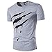 Produktbild Swallowuk Herren Casual Bedrucktes kurzärmeliges T-Shirt Sport Hemd Tops (XL, Grau)