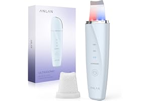 ‎ANLAN Ultraschallpeelinggerät ANLAN Skin Scrubber Ultraschall Rote und Blaue Lichttherapie IPX5 Wasserdicht Face Scrubber Porenreiniger Mitesser Akne Entferner für Gesichtsreinigung Gesichtspflege