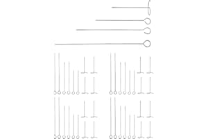 ONEBO 50 Spiedini Acciaio Inox,Spiedini Riutilizzabili Per Barbecue,Spiedini di Carne Verticali per Friggitrice ad Aria,Spiedini Appesi al Forno,4 Diverse Dimensioni (Circolare)