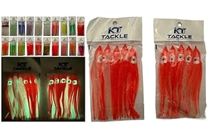 KT TACKLE 10 individual sea fishing lures, muppets, 12cm skirts, glow in the dark, luminous. 20 styles avaliable.