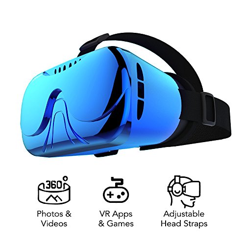3D VR Brille , ABS Metallisierung 3D Virtuelle RealitÃ¤t Brille Virtual Reality Brille Video Box FÃ¼r VR Spielen und 3D Filme Kompatibel mit iPhone 6S , 6 Plus , 5S Samsung S8 , S7 & 4 ~ 5.5 Zoll Smartphones, Blau