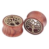Ailiebhaus Piercingschmuck Paar Organic Holz Ohr Plugs Flesh Tunnel Baum des Lebens