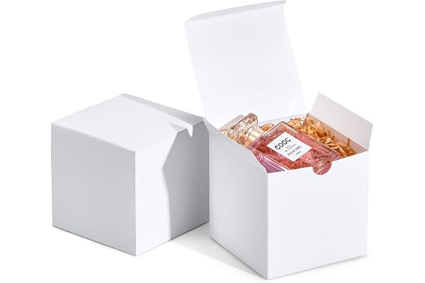 Hemma 50 stycken presentlådor med lock 10 x 10 x 10 cm vit | Kraftpapperslådor för pyssel, små presentlådor för bröllop, föde