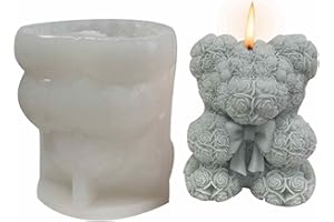 Pansy Rosenbärform Silikonform - 3D Teddybär Kerzenformen | Tier Schokolade Süßigkeiten Form Tier Silikonform | DIY Handgefertigt, Aromatherapie, Kerzen, Seife, Herstellung
