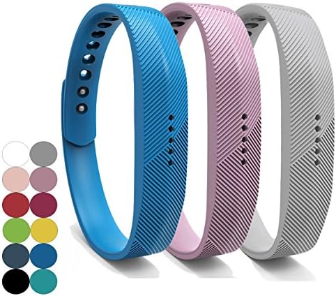 YEFOD 3pcs/Set Fitbit Flex 2 Straps, Silicone Replacement Bands Accessories Wristband Bracelet with Metal Clasp Wrist Band Strap for Fitbit Flex 2 Fitness Activity Tracker