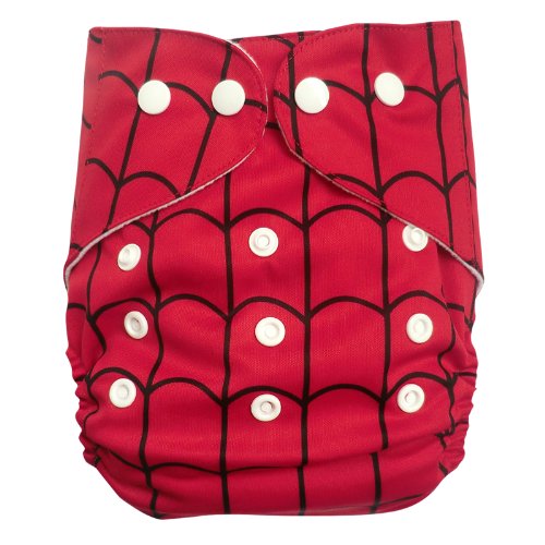 Generic Baby Cloth Diaper Washable One Size Nappy Cover Red Spider Man Printed