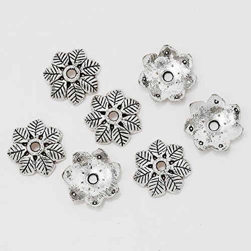 50pcs Antique Silver Charm Beads Cap Vintage Jewelry caps