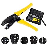 Fontic Pince à sertir pour câbles - avec 5 mâchoires interchangeables - un tournevis - Pince à sertir outil de sertissage - un étui de rangement