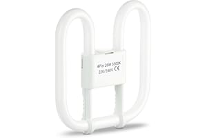 Quebec 28W GR10q CFL 2D Butterfly Bulb, 2000LM, 3500K Warm White, 8000H Lifespan, Energy Class A, 220V – 20x20cm Compact Ceiling Light for Home & Office (28W 4 Pin 3500K)