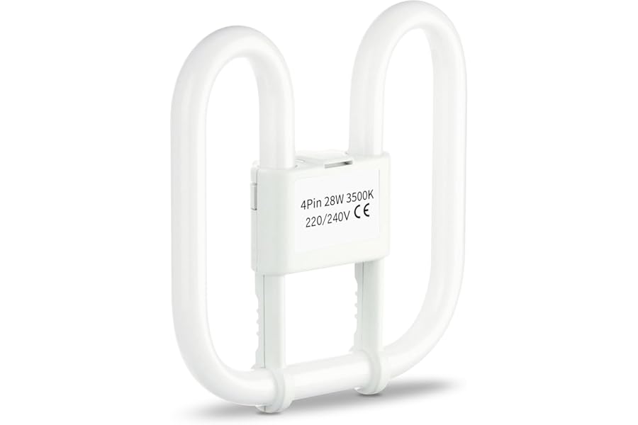 Quebec 28W GR10q CFL 2D Butterfly Bulb, 2000LM, 3500K Warm White, 10000H Lifespan, Energy Class A, 220V – 20x20cm Compact Ceiling Light for Home & Office (28W 4 Pin 3500K)