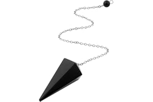 AWARDSEN Pendulum Crystal Natural Black Obsidian Crystal Pendulums for Dowsing Spiritual Hexagonal Pointed for Reiki Witchcraft Supplies Divination Tools