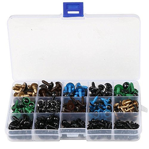 Yahee 264 Stück Teddyaugen Puppe Augen Teddybäraugen Knopfaugen Kunststoffaugen bunt 6-12mm