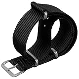 G10 NATO ZULUDIVER® Nylon Militär Uhrenarmband, Schwarz, Satin Verschlüsse 22mm