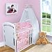 5 PCS 120x60 140x70 cm BABY BEDDING SET QUILT DUVET COVER PILLOW CASE BUMPER FOR COT STRAIGHT (To fit cot 120x60 cm, Teddy Ladder Pink)
