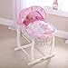 Clair de Lune Lottie and Squeek White Wicker Moses Basket  inc. bedding, mattress & adjustable hood (Pink)