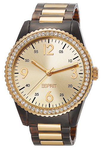 Esprit Damen-Armbanduhr Marin Disco Brown Analog Quarz Plastik ES105212004