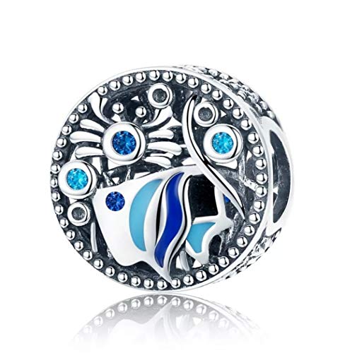 Marni's - Charm Peces Tropicales de Colores Brillantes - Colgante de Plata de Ley 925 para Collares y Pulseras, Compatible con Marcas Europeas - Abalorio cumpleaños niñas y Mujeres