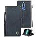 Produktbild Huawei Mate 10 Lite Lederhülle, Retro Ledertasche Handy Schutzhülle mit Bookstyle Leder Hülle Brieftasche Flip Wallet Case Design Button mit Standfunktion/Kartenfach für Huawei Mate 10 Lite, Schwarz