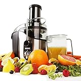 Duronic JE8 (Reconditionné) Centrifugeuse à jus de 800W en inox pour fruits et légumes entiers - Large ouverture de 75 mm et couvercle transparent - Carafe 1 L