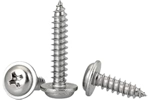 FandWay 125Pcs Self Tapping Screws 304 StainlessSteel,M3 Small Wood Screws Kit,Pan Head With Washer Self Drilling Screw,Wafer Head Sheet Metal Screw Phillips Drive for DIY Woodwork Repairs.