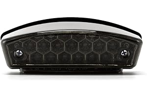 evomosa Luces traseras de moto Universal 12V 21 LED Motocicleta Luz de matrícula blanca Piloto trasero rojo Luz de freno Stop (Carcasa negra)