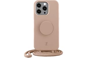 JE JUST ELEGANCE PopSockets x Just Elegance iPhone Hülle - Necklace Case - Handyhülle kompatibel mit iPhone 13 Pro Max - iPhone Schutzhülle mit Abnehmbarer Kordel und Fingerhalter (Zartes Apricot)