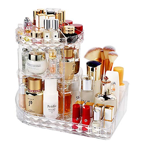 LBLA Organisateur de Maquillage,360 Degrés Rotatif Bijoux Rangement Maquillage Cosmétique,8 Couches pour Maquillage et d'accessoires,Crystal Clear
